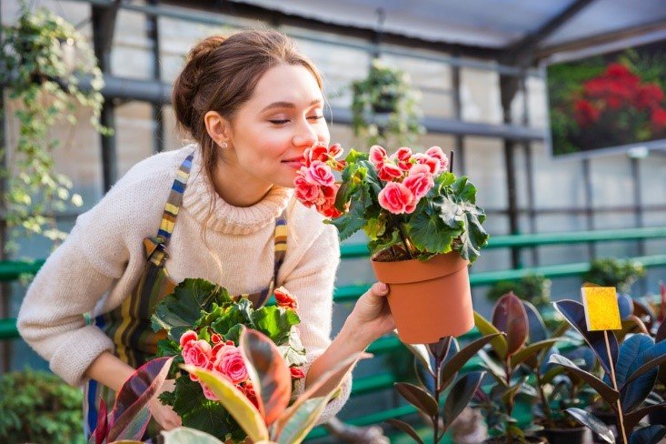 woman with flowers