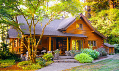 eco-friendly log cabin with sustainable housing design
