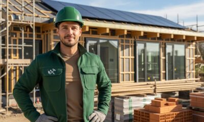 eco-friendly worker wearing a new jacket