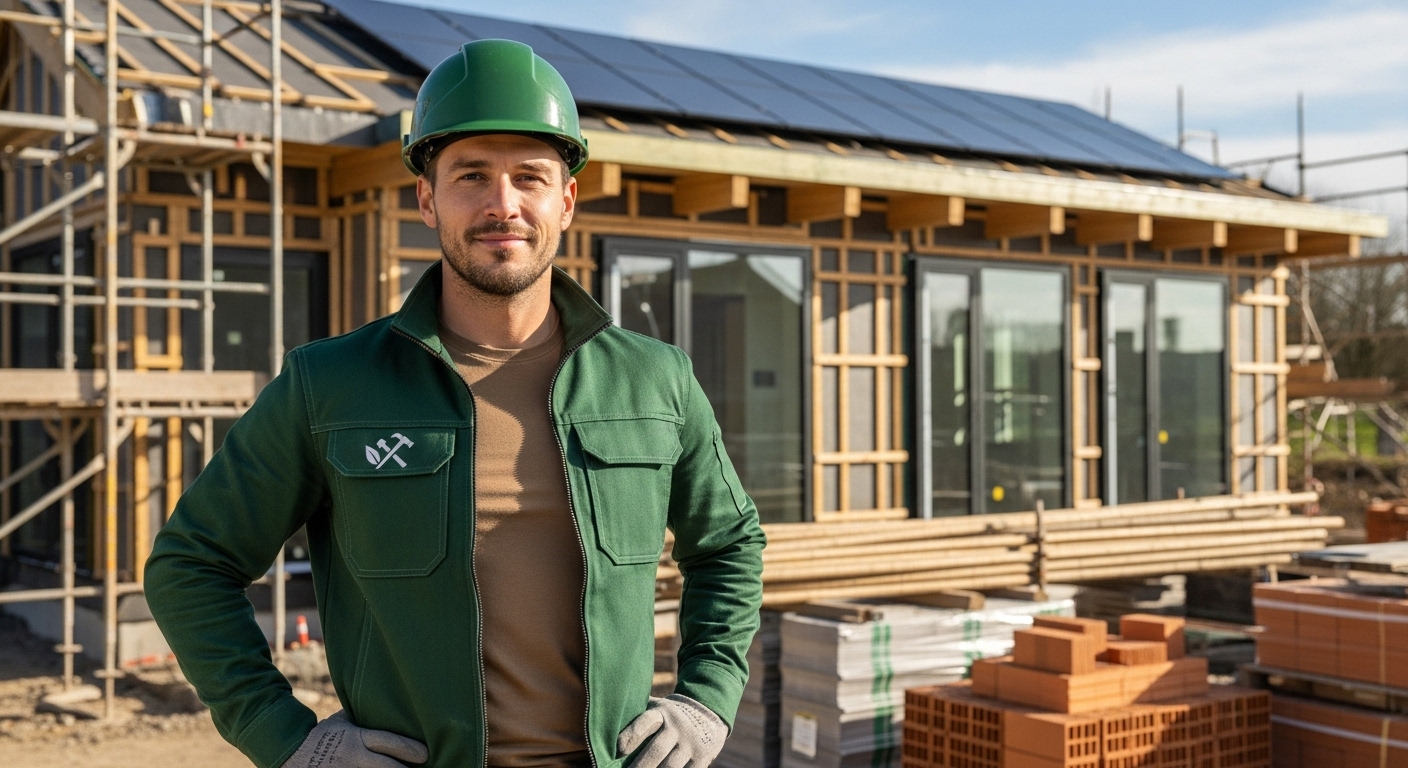 eco-friendly worker wearing a new jacket