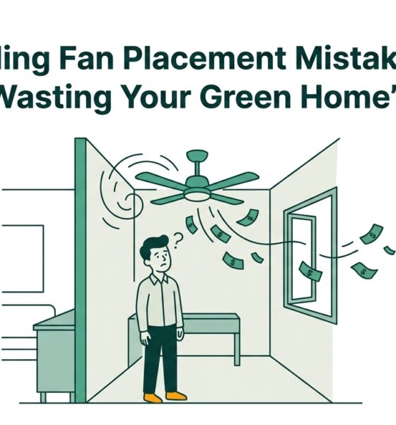 The Ceiling Fan Placement Mistake That's Quietly Wasting Your Green Home's Energy -- AI-generated illustration
