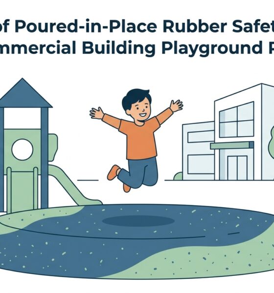 7 Benefits of Poured-in-Place Rubber Safety Surfacing for Commercial Building Playground Projects -- AI-generated illustration